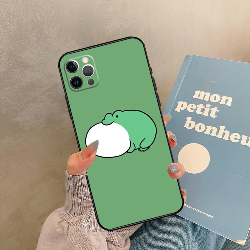 Cute Funny Frog Case For iPhone 17 Air 16 15 14 13 11 12 Pro Max 13 mini XR 15 16 Plus 16e Back Cover Shell