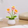2 Pcs Knitting Crochet Bell Orchid Flowers Potted Plants for Wife Girlfriend and Women, Handmade Flowers for Car Decoration Home Decoration