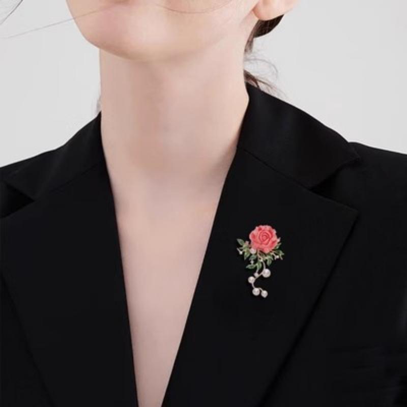 National Beauty and Heavenly Fragrance Peony Brooch, High-end Pearl Brooch, Suit Coat Enamel Pin