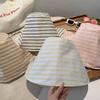 Large Brim Sun Protection Hat Wide Brim Striped Fisherman Hat Fashionable Bucket Hat  Outdoor