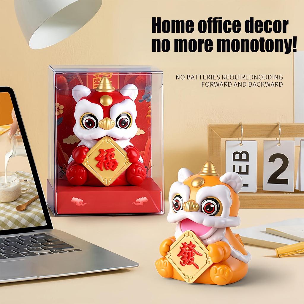 Auto Solar Löwentanz Ornament Chinesisches Neujahr Solarbetriebene Löwentanz Schreibtischdekorationen Auto Armaturenbrett Ornamente für Fahrer