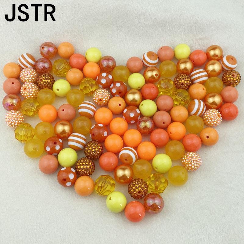 20mm Orange Acrylic Mixed Beads - Round Plastic Crafts & Accessories 20mm (100 pieces per bag) оранжевый
