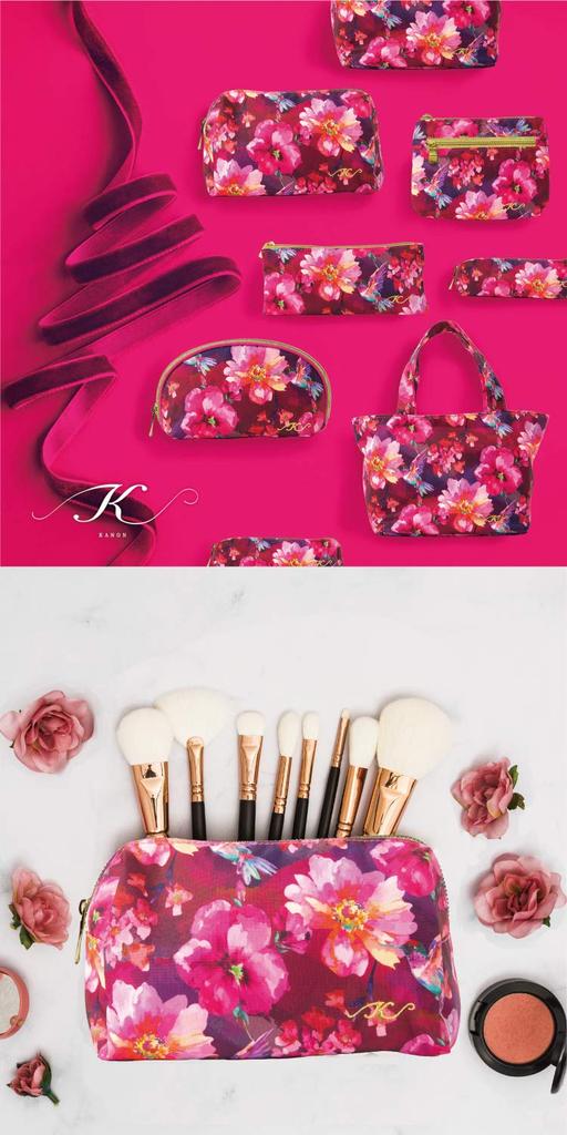 Floral Series Makeup Cosmetic Tissue Pink Floral Print Zipper Tissue Pouch, Pouch, Case, (Two-Tier Case)