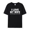 SummerMen's "I Love My Wife" Couple T-shirt with LetterPrint Cotton Casual NeutralSoft Breathable Round Neck Short Sleeved Shirt