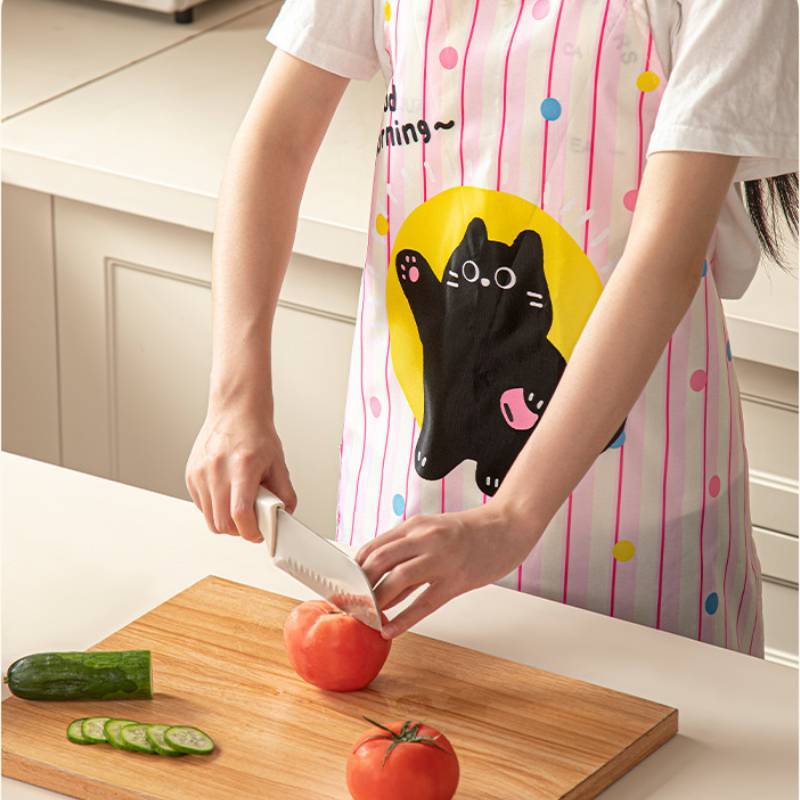 Dopamine Striped Cat Print Apron Waterproof Kitchen Cooking Protective Cover For Adults