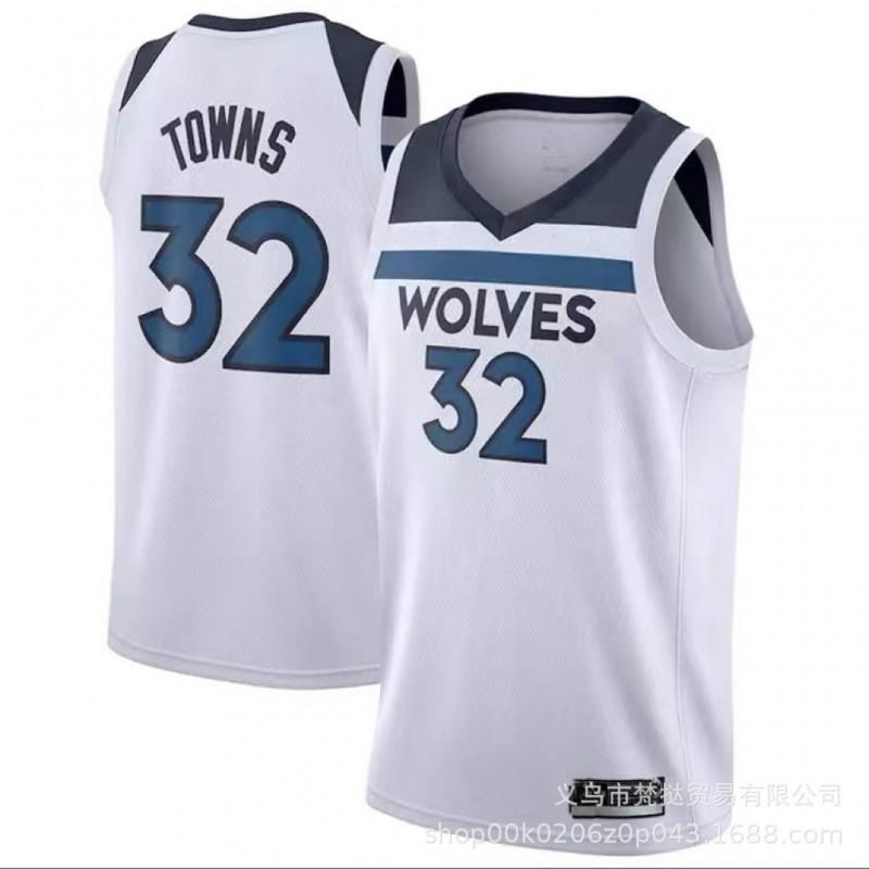 Męska Koszulka do Koszykówki Minnesota Timberwolves Edwards 5 Towns 32 Wiggins 1 Dekolt V Bez Rękawów Bawełniana Koszulka Sportowa