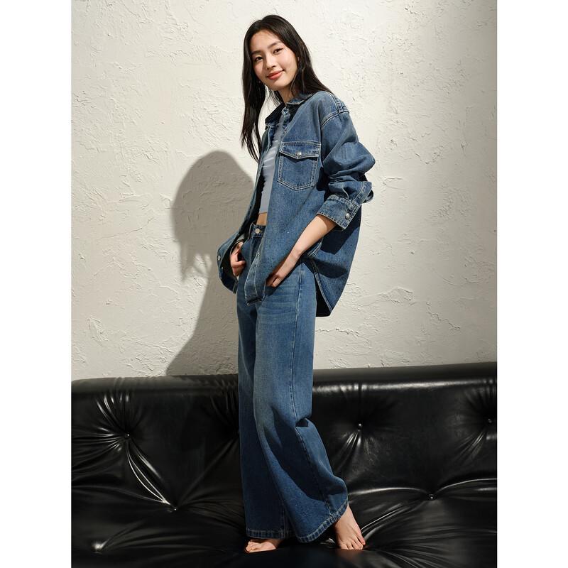 

Jiuzi AnnaCou Women s Oversized Tencel Denim Wide-Leg Pants