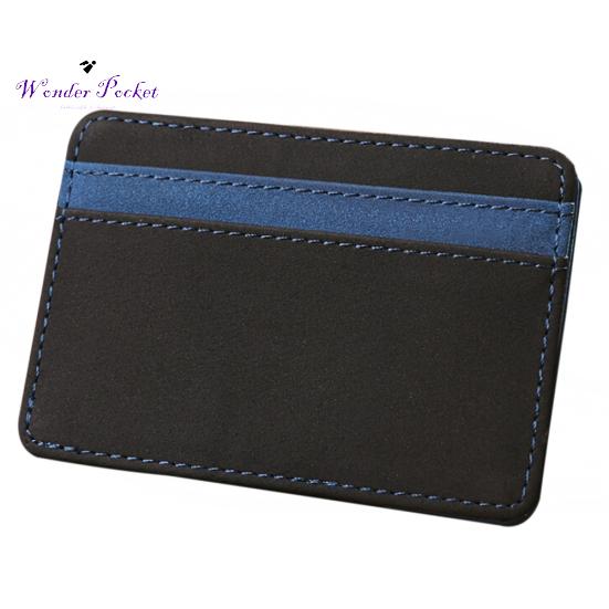 

Мужской кошелек из искусственной кожи Magic ID, кредитная карта, зажим для денег, двойной тонкий кошелек-держатель синий