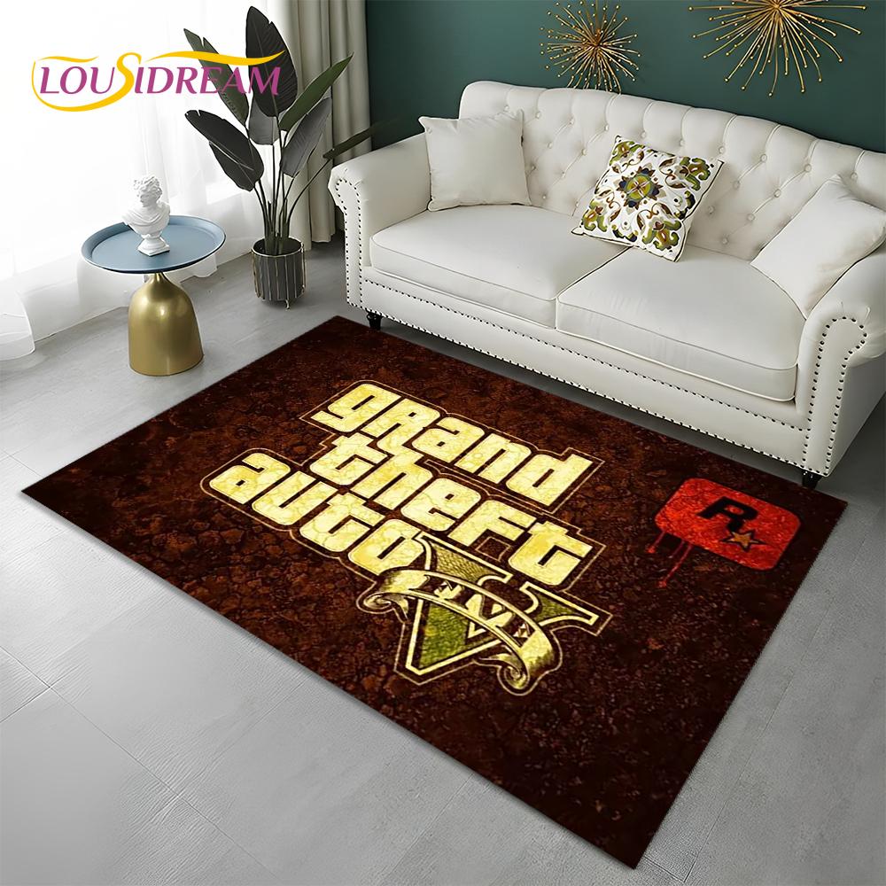 GTA 3D Spiele Grand Theft Auto Gamer Teppich Teppich für Zuhause Wohnzimmer Schlafzimmer Sofa Fußmatte Dekor, Kinderbereich Teppich Rutschfeste Bodenmatte