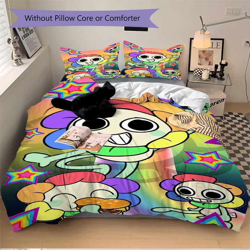 1Pc Colorful Cartoon Characters Bedding Set Quilt Cover Pillowcase Home Christmas Xmas Halloween Gift 1 Duvet Cover 2 Pillowcase M92458