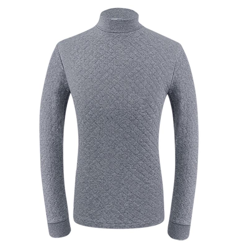 Yi Er Shuang Men's 3-Layer Thick 100% Cotton Mock Neck Thermal Top