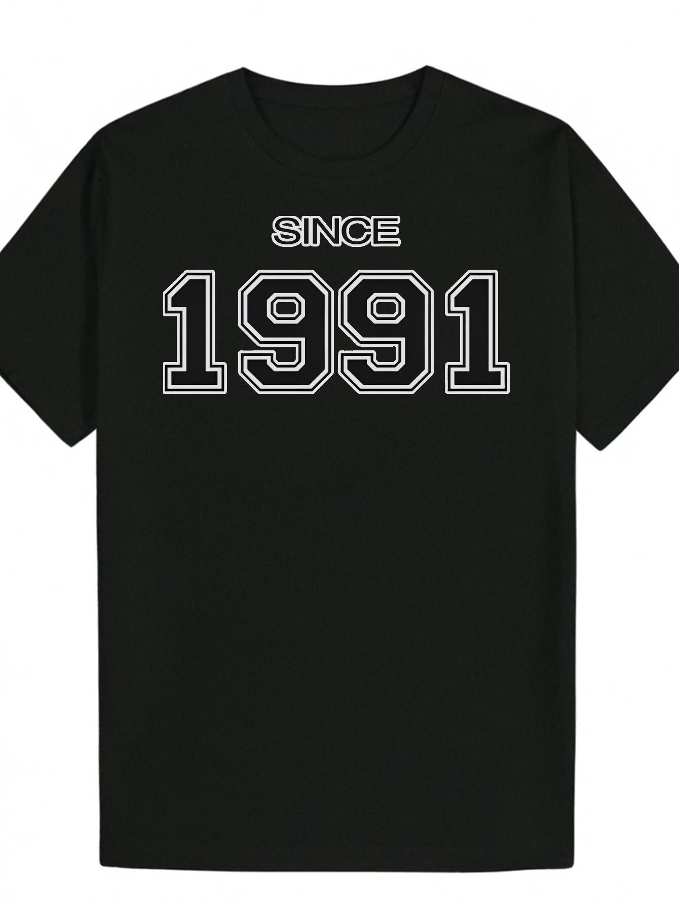 Casual Summer T-shirt - SINCE 1991 Letter Print XXL