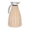 Handwoven Stainless Steel Thermal Coffee   Woven Rattan Body 1.5L 3 Walled Insulated Jug Pitcher 12 Hour Heat 24 Hour Cold Retention