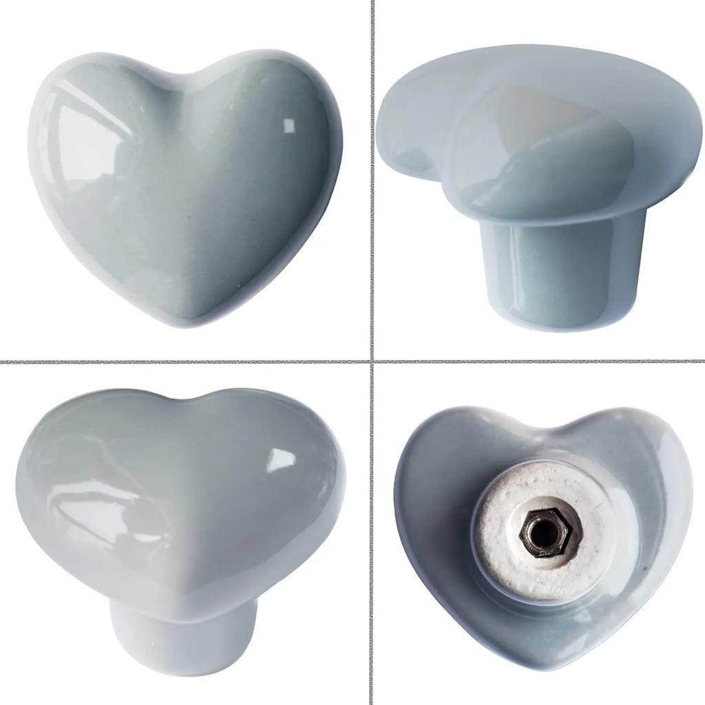 Ceramic Drawer Knobs Heart Shape Cabinet Dresser Pulls Handles with 3 Sized Screws,Kitchen Furniture Knobs for Cupboard Wardrobe