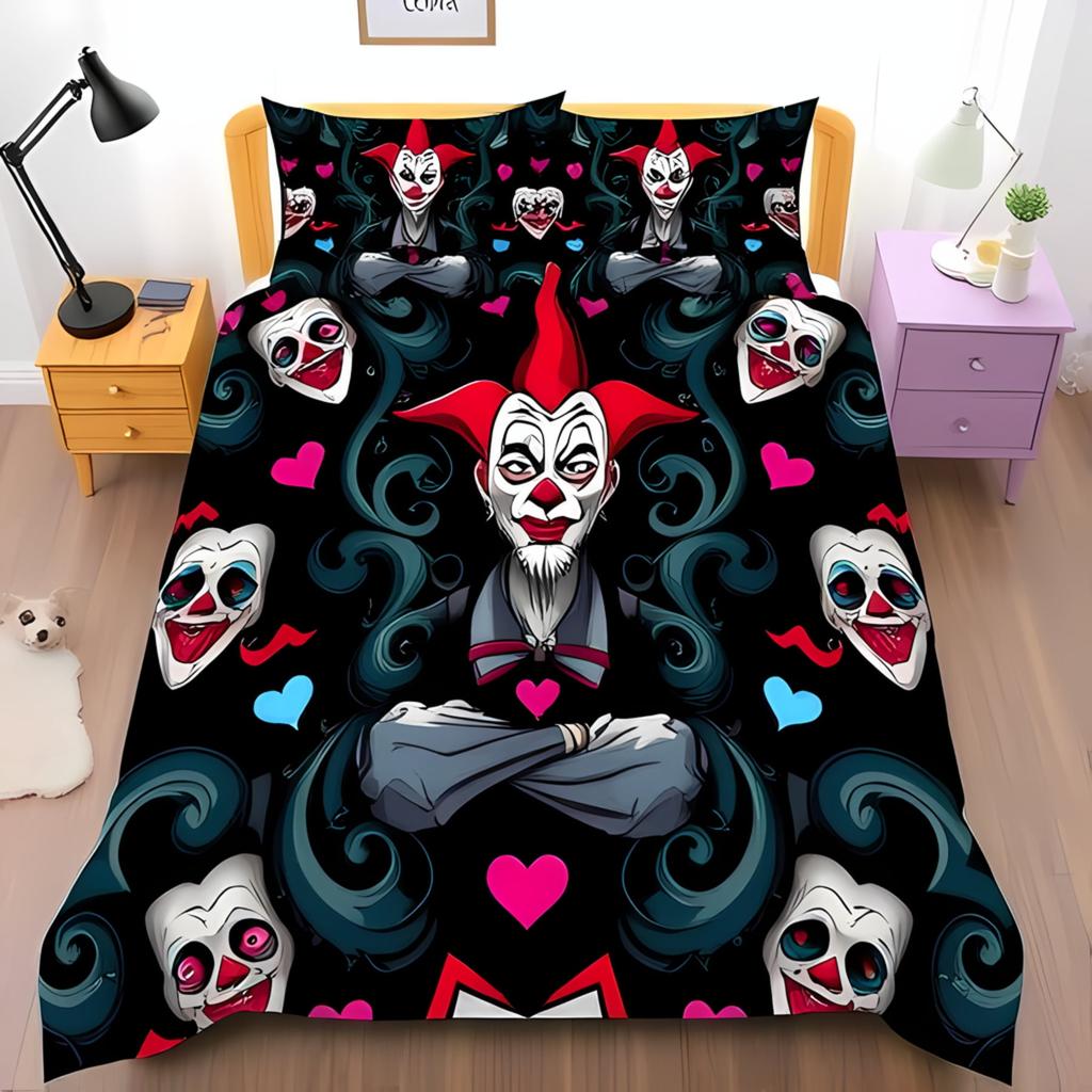 Cartoon Clown Duvet Cover for Kids Boys Girls Queen King Lightweight Quilt Cover Funny Circus Bedding Set Bedroom Decor No Quilt