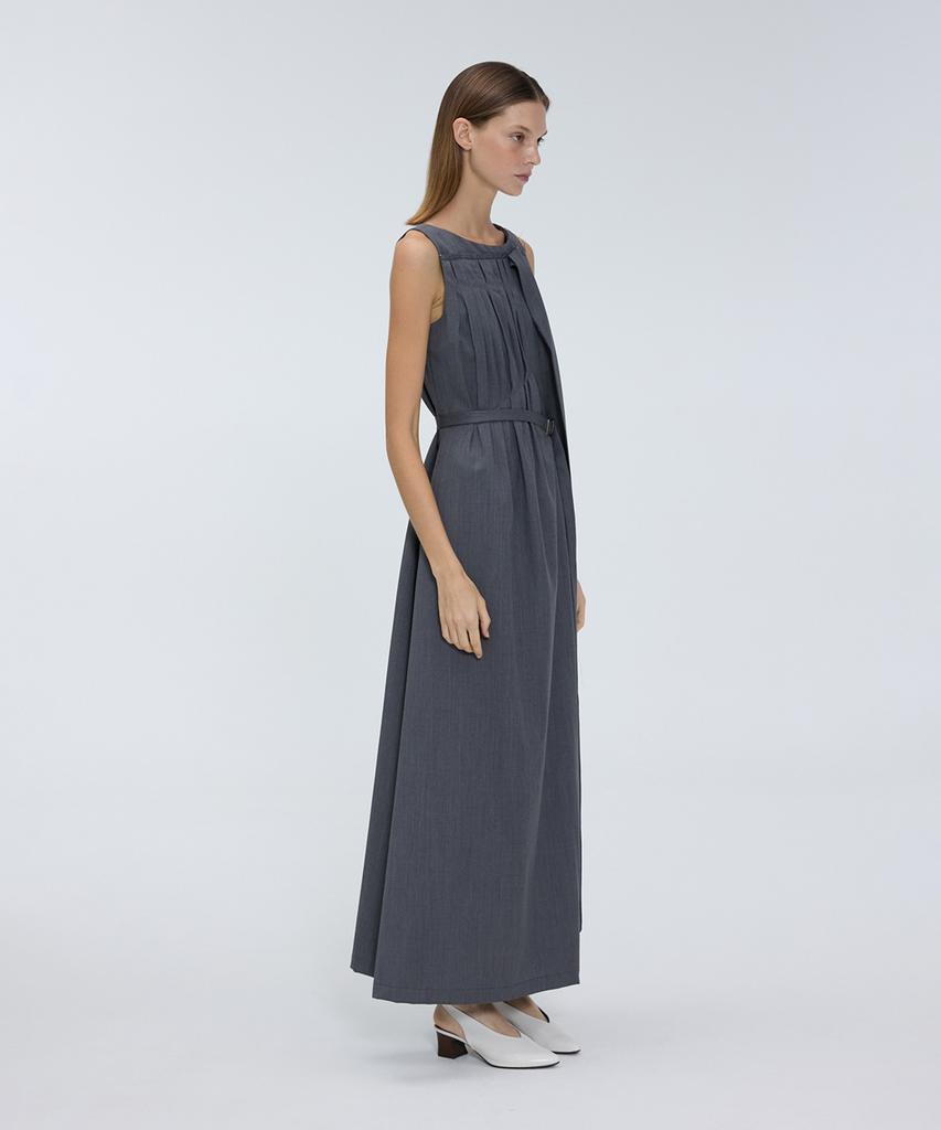 Meuameu Diagonal Pleated Long Dress
