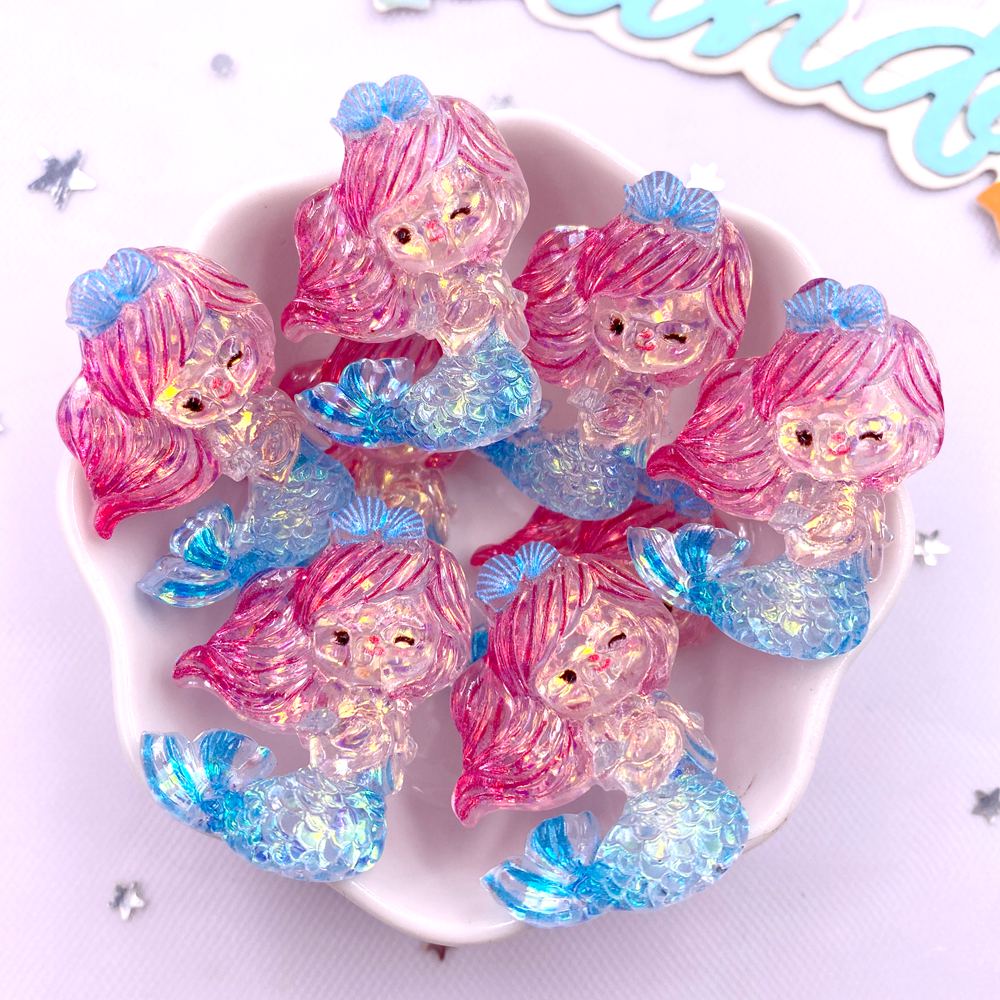 Смола Красочный Мультяшный Блеск Русалка Принцесса Девочка Флэтбэк Рождественские Фигурки 10ШТ Скрапбук DIY Аксессуар для Бантов Декор Поделки