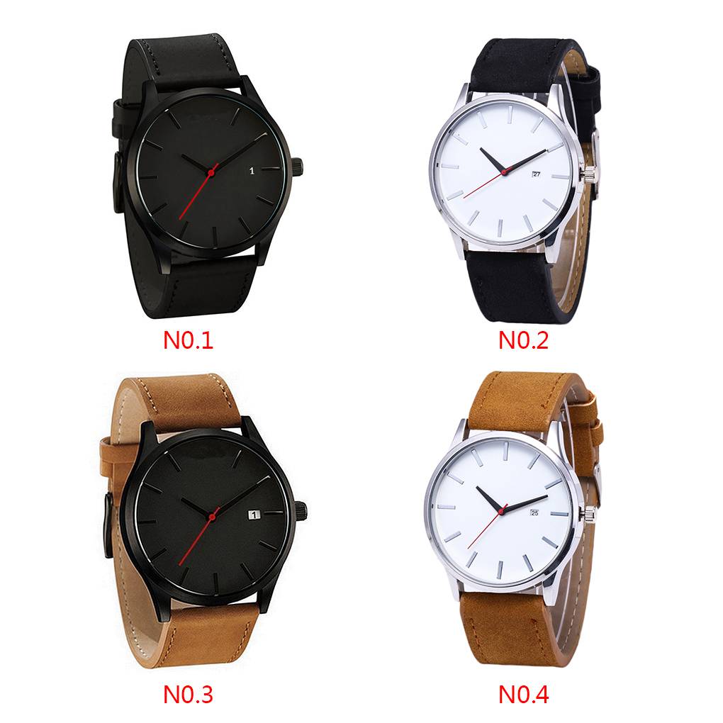 Men PU Leather Wristwatch Male Boy Sports Boy Sports Casual Fashion Watch Student Wrist Clock Timer