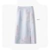 Pink Chinese Style Embroidered A-line Slit Skirt for Women - Spring/Autumn 2025