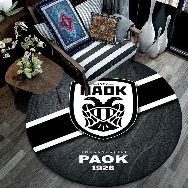 PAOK pattern round rug,Carpet Rug for Living Room Bedroom Playroom ,Non-slip Floor Mat,Holiday Gifts and Birthday Gifts.