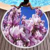 Fragrant Magnolia Flower Round Beach Towel,Soft Polyester Sand Resistant Beach Blanket,Absorbent Quick Dry Pool Towel Picnic Mat