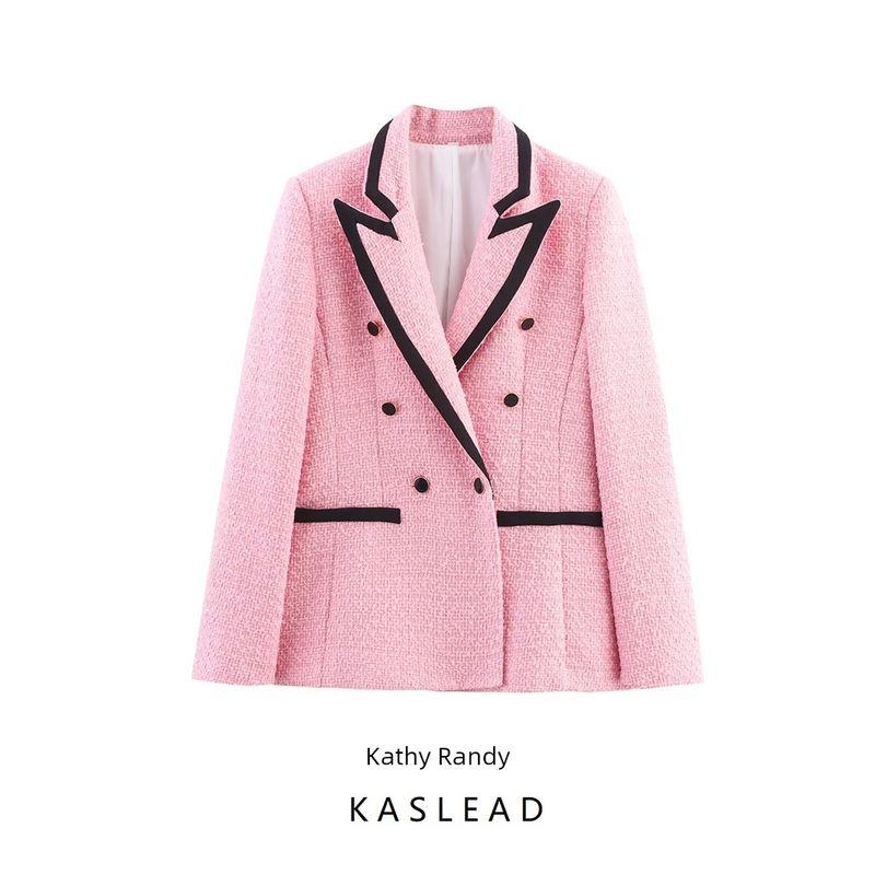 Kaslead New Women Clothes Western Style Fashion Simple and Versatile Contrast Color Blazers