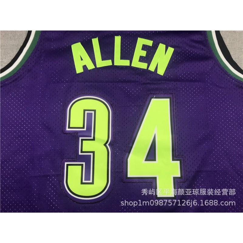 Mens Milwaukee Bucks 34 Ray Allen Embroidered Basketball Jersey - Bamboo Charcoal Fiber Performance Wear