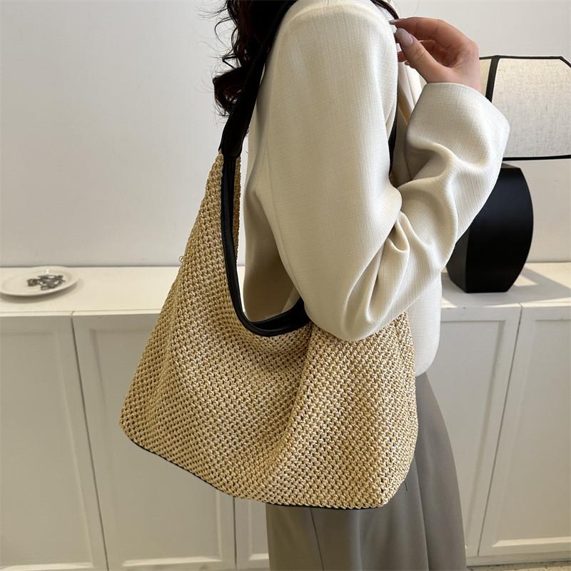 Stylish Large Capacity Woven Tote Bag For Women Trendy Casual Handbag 2023 Summer