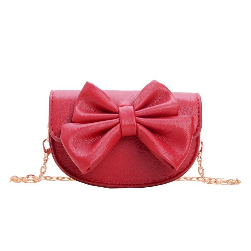 Cute Bow Decoration Solid Color Children Shoulder Chain Bag For Outings Casual