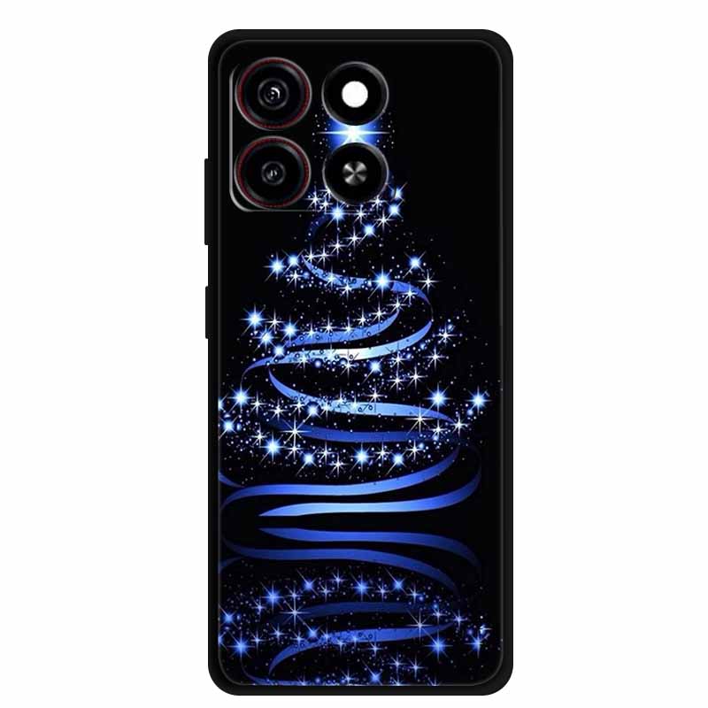 Christmas Cover For ZTE Blade A35 A55 Case Black Silicone Cases for ZTE Blade A55 Cartoon Santa Claus Christmas Tree Back Cover