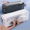 Large Transparent Mesh Double-Layer Pencil Case for Students