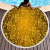 Luxury Gold Vintage Floral Round Beach Towel with Tassels, Microfiber Quick Dry Beach Blanket Absorbent Meditation Rug Yoga Mat