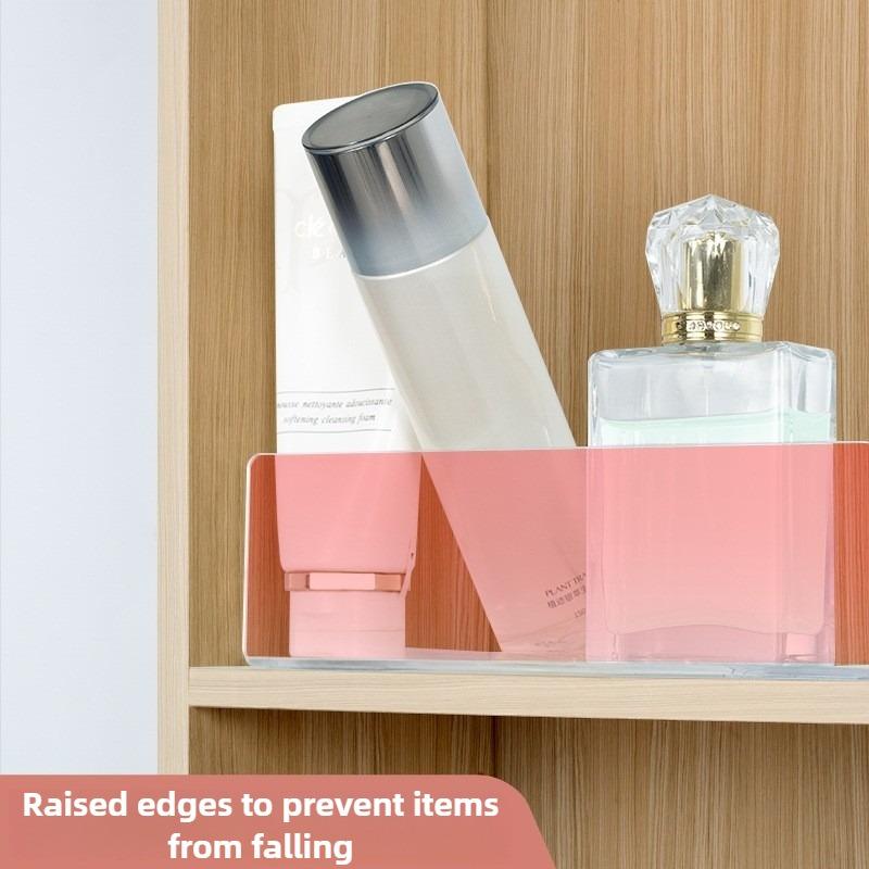 Acrylic L-Shaped Baffle for Bathroom Mirror Cabinet - Gap Partition To Prevent Falling, Storage Rack for Cosmetics & Toiletries