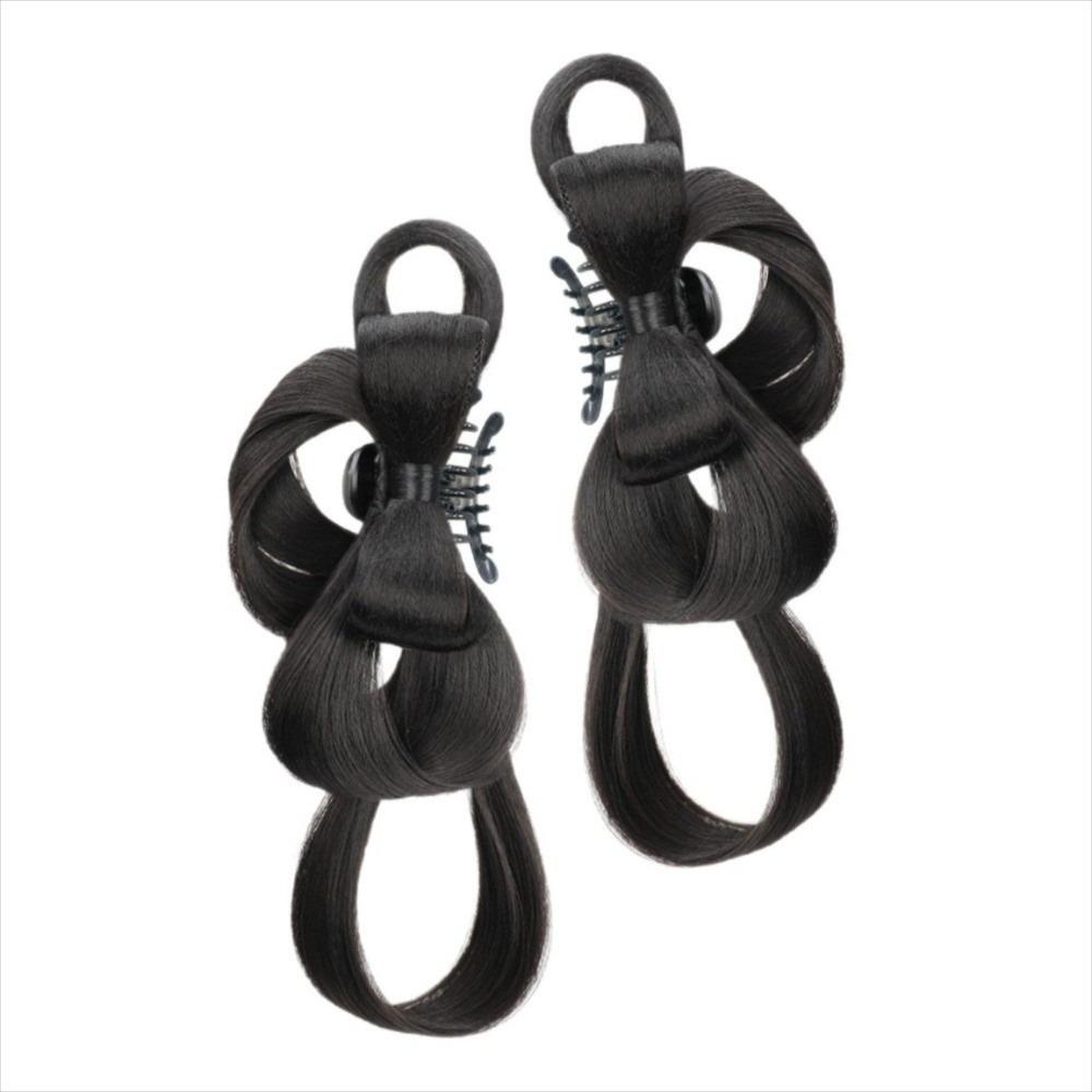

2Pcs Black Chinese Double Chignon Headdress Integrated Hair bun For Women чёрный