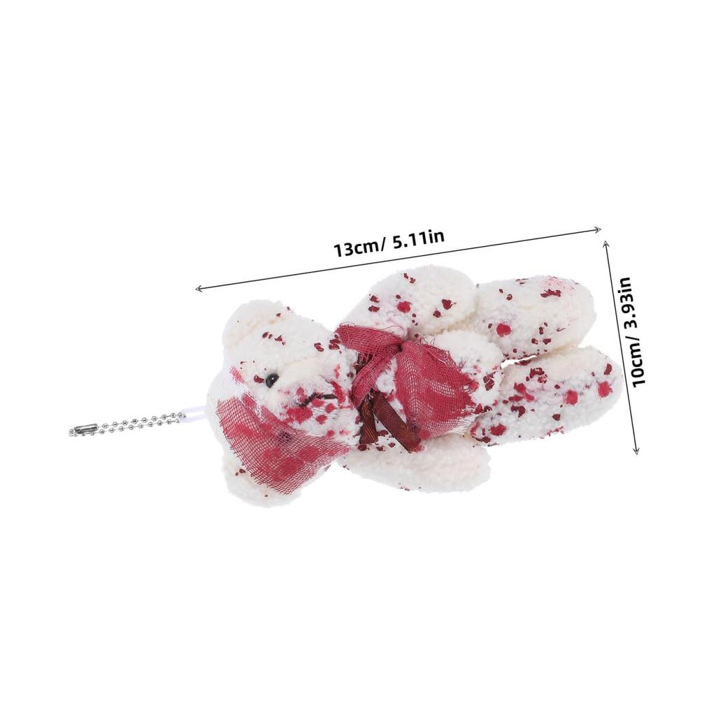 LIOOBO Plush Halloween Punk Bloody Plush Bear Halloween Bear Plush Keychain, Keychain, (Beige)