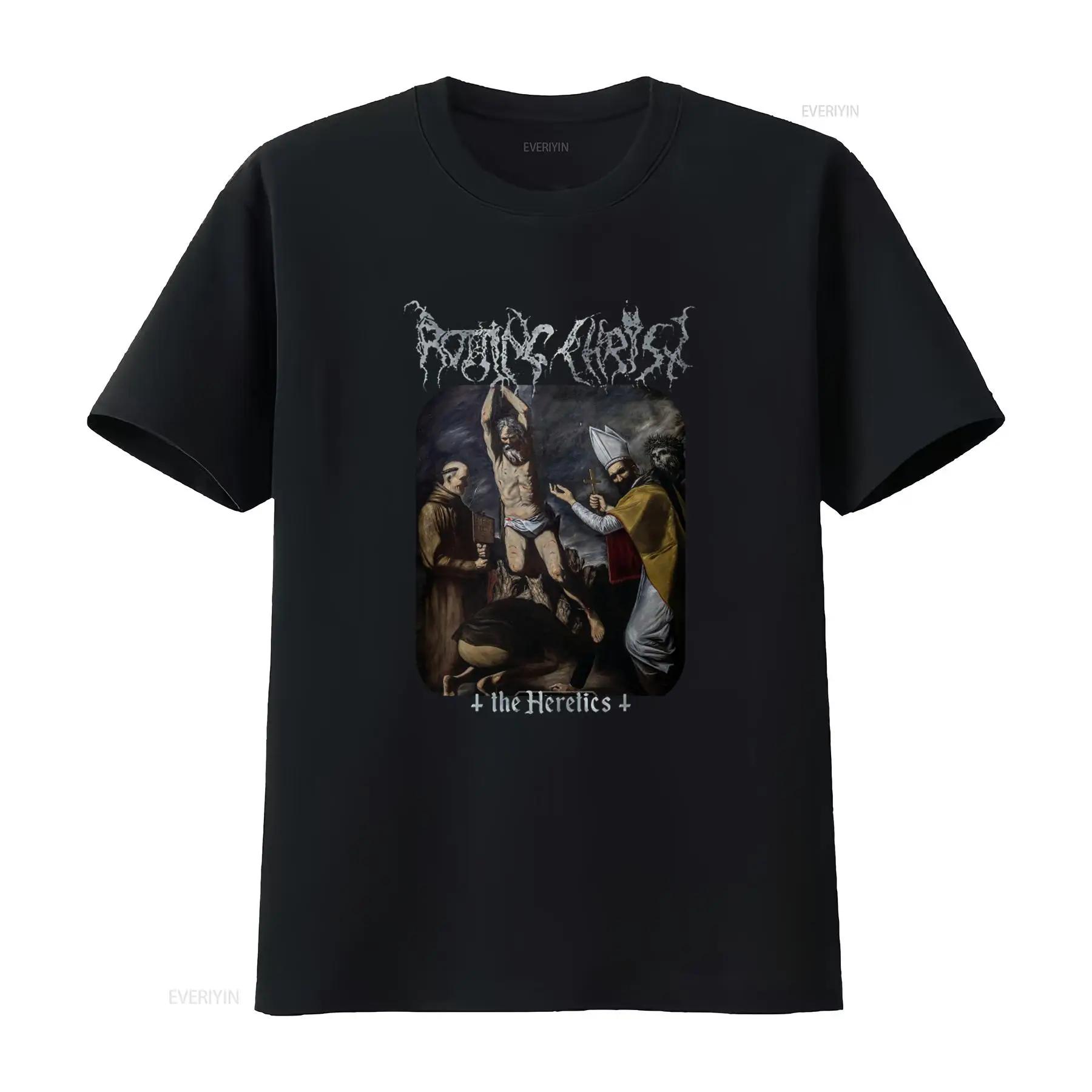 Rotting Christ The Heretics Print Rock Band Tour T Shirt for  vintage Washed Stretched homme fashion Comfortable Versatile - ... S разноцветный