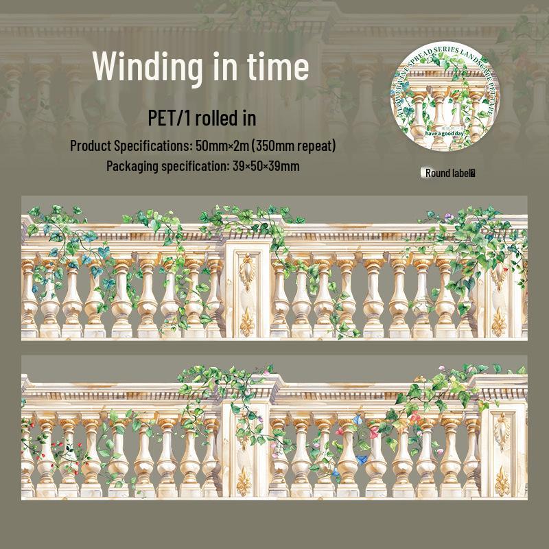 Beautiful Day Scenery PET Tape: Pastoral Flower Vines for Children s Journals & DIY Collages