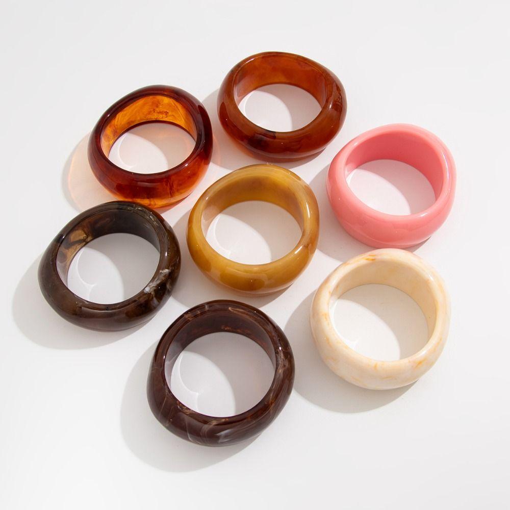 

Retro Jelly Color Wide Bracelet Dopamine Style Geometric Irregular Bangle Party янтарь