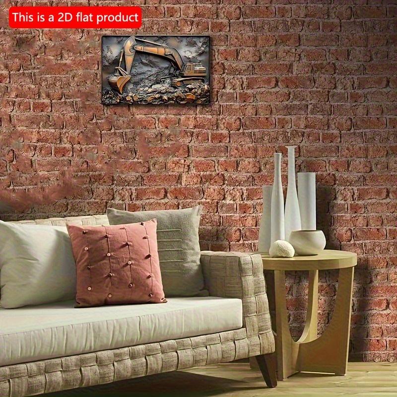 2d Flat 30*20cm, Wooden Sign Wall Hanging Excavator, Garland Sign, Home Decoration, Decorative Wall Poster, for Home, Kitchen, Garden, Bedroom, Bar.