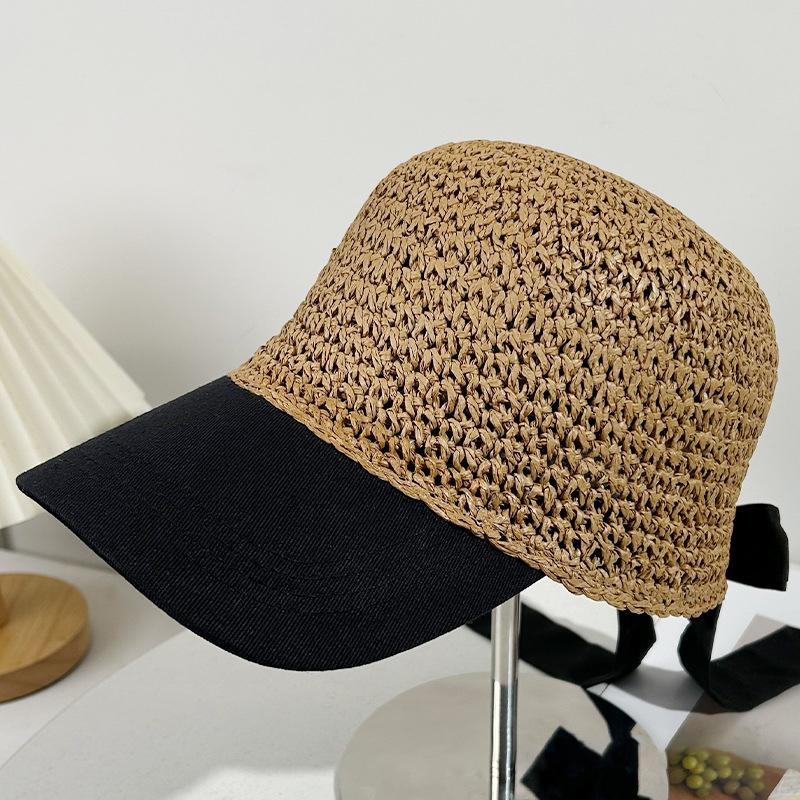 

Женская соломенная бейсболка с бантом и лентой, летняя шляпа, женская солнцезащитная кепка для девушек, для сада, путешествий и отдыха на природе хаки