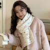 Soft waxy wool knitted scarf for girls' winter high-end sense new versatile scarf neck protector white