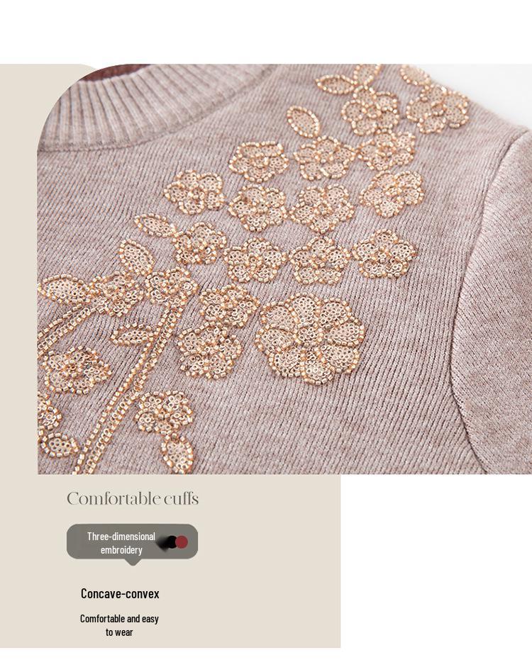 Grandma's Winter Knit Cardigan: Cozy Plus Velvet Sweater for Middle-Aged and Elderly Women
