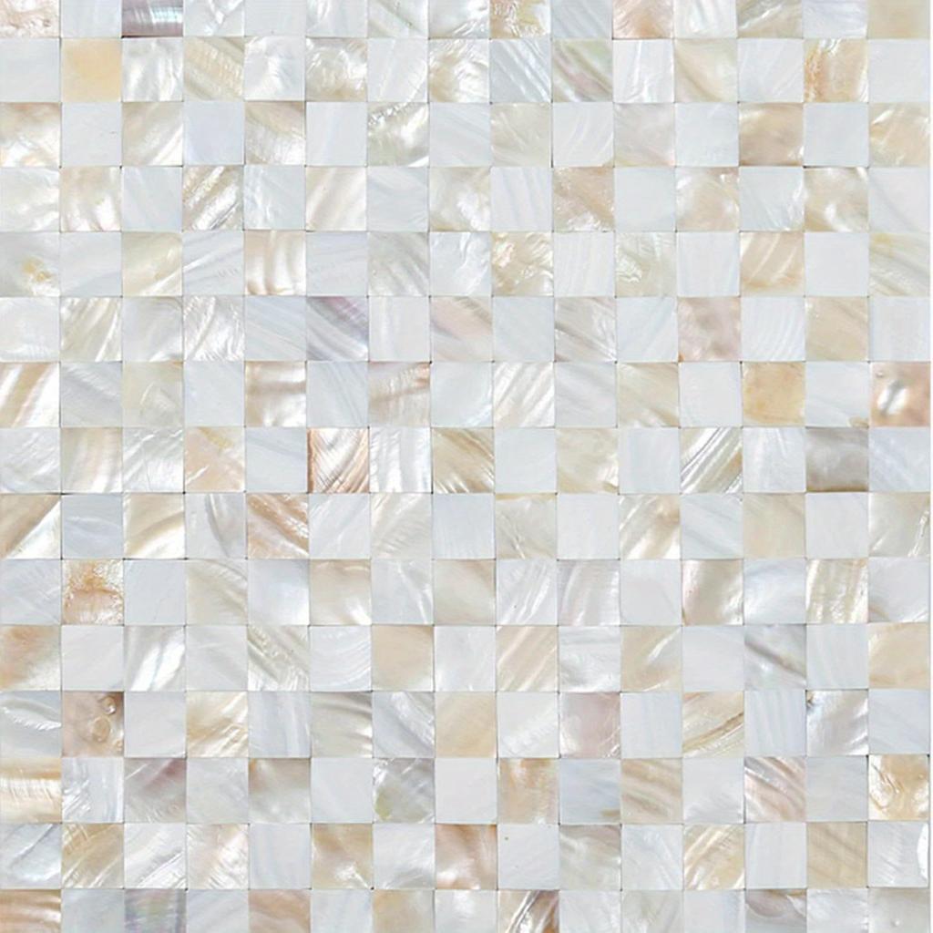 Shell Tile, Mother of Pearl Mosaic Self-Adhesive Tile for Kitchen Wall, Bathroom, Bedroom Decoration, White, 1 Piece, 30*30 Cm/12*12 Inches