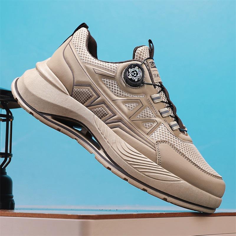 Large Size Men's Shoes 2025 New Summer Rotating Button Mesh Platform Dad Shoes Men's Fashion Trendy Shoes 45