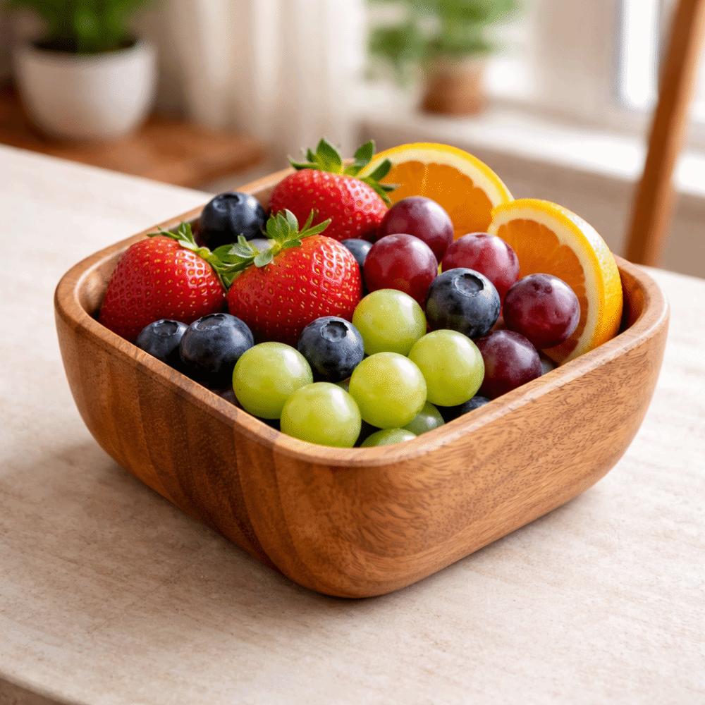 Auslaufsichere Holzschale Japanischer Stil Hoher Fuß Dessertteller Multifunktionale Obstschale Dessert