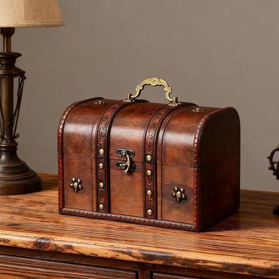 Trinket Box Wooden Jewelry Home Decor Elegant Holder Treasure Chest Case Organizer