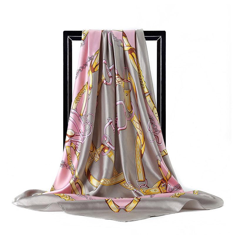 New Women Silk Scarf For Neck Hair Designer Bag Warp Soft Neckerchief Hijab Headscarf Female Foulard Print Paisley Scarf 90*90cm