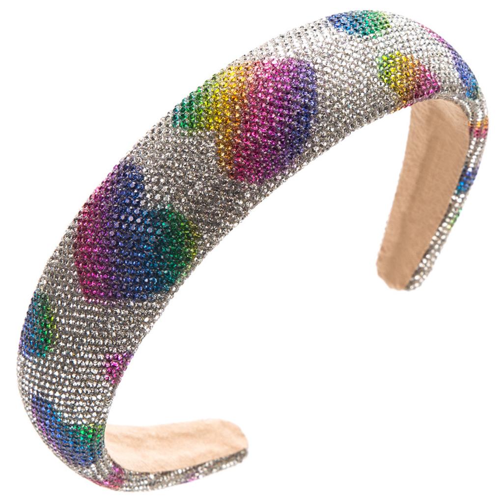 Wide Band Headband with Full Crystal Rhinestone Embellishment Heart Pattern Sparkling Design Comfortable Fit Durable Construction