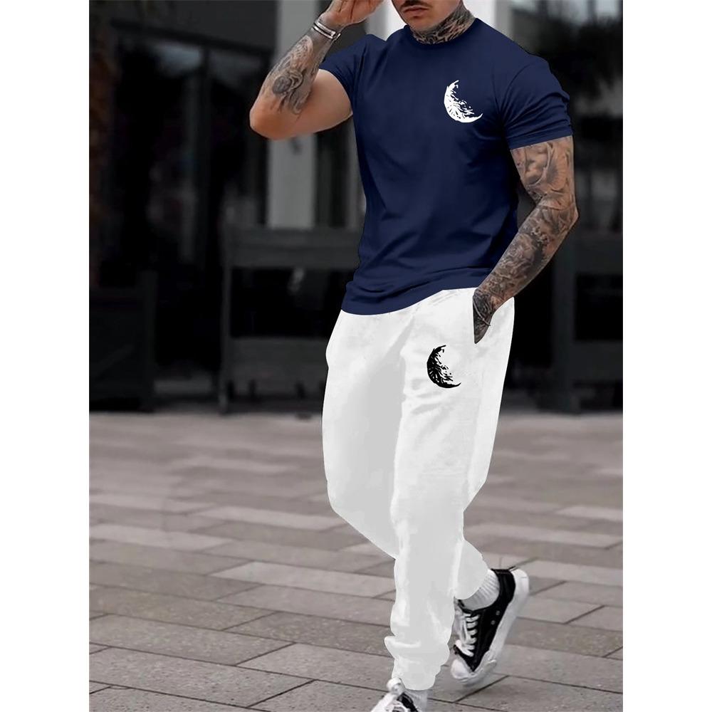 Casual Men's Casual Men's Short-sleeved Shirt and Long Pants, a Fashionable Street Style Two-piece Set