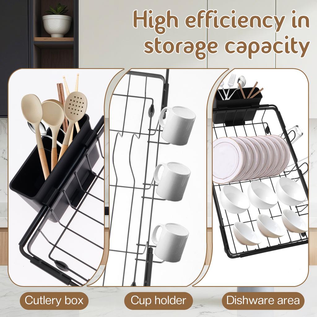 Expandable Dish Drying Rack Kitchen Sink Dish Drying Holder Cutlery Storage Counter Tableware Organizer Shelf